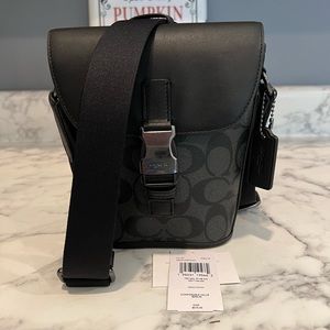 Coach Track Small Flap Crossbody in Signature Canvas